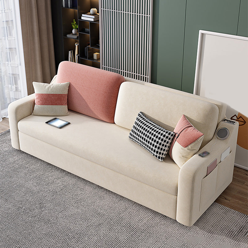 Convertible Sofa Bed with Storage Velvet Sloped Arm Futon Sofa Bed 67"L x 32"W x 31.5"H Storage Included Clearhalo 'furn' 'furn_sofas' 'Furniture' 'furniture_sofas' 'kitchen' 'kitchen_sofas' 'Living Room Furniture' 'Sofa' 'sofas' 4671099