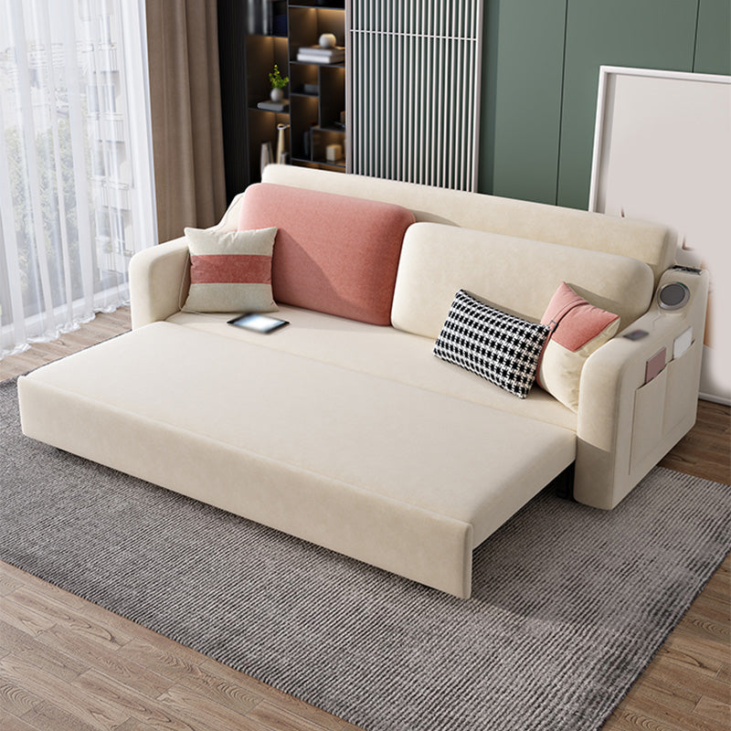 Convertible Sofa Bed with Storage Velvet Sloped Arm Futon Sofa Bed 83"L x 32"W x 31.5"H Storage Included Clearhalo 'furn' 'furn_sofas' 'Furniture' 'furniture_sofas' 'kitchen' 'kitchen_sofas' 'Living Room Furniture' 'Sofa' 'sofas' 4671101
