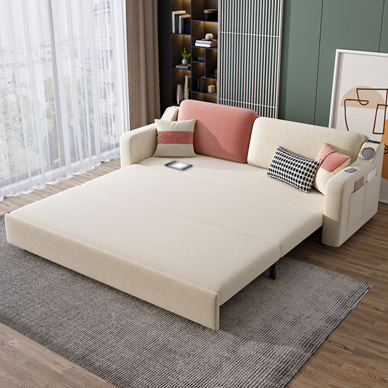 Convertible Sofa Bed with Storage Velvet Sloped Arm Futon Sofa Bed 51"L x 32"W x 31.5"H Storage Included Clearhalo 'furn' 'furn_sofas' 'Furniture' 'furniture_sofas' 'kitchen' 'kitchen_sofas' 'Living Room Furniture' 'Sofa' 'sofas' 4671102