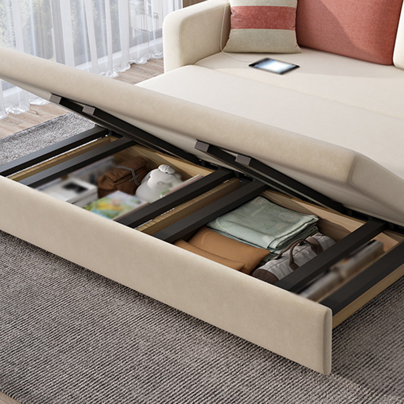 Convertible Sofa Bed with Storage Velvet Sloped Arm Futon Sofa Bed Clearhalo 'furn' 'furn_sofas' 'Furniture' 'furniture_sofas' 'kitchen' 'kitchen_sofas' 'Living Room Furniture' 'Sofa' 'sofas' 4671105