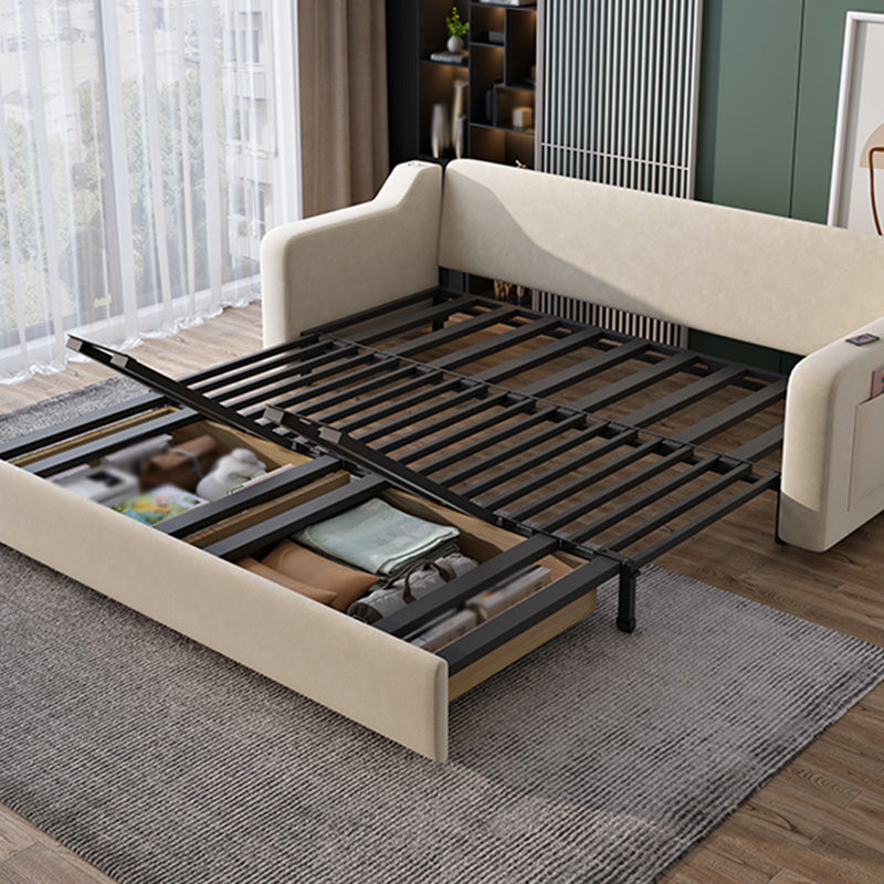 Convertible Sofa Bed with Storage Velvet Sloped Arm Futon Sofa Bed Clearhalo 'furn' 'furn_sofas' 'Furniture' 'furniture_sofas' 'kitchen' 'kitchen_sofas' 'Living Room Furniture' 'Sofa' 'sofas' 4671106