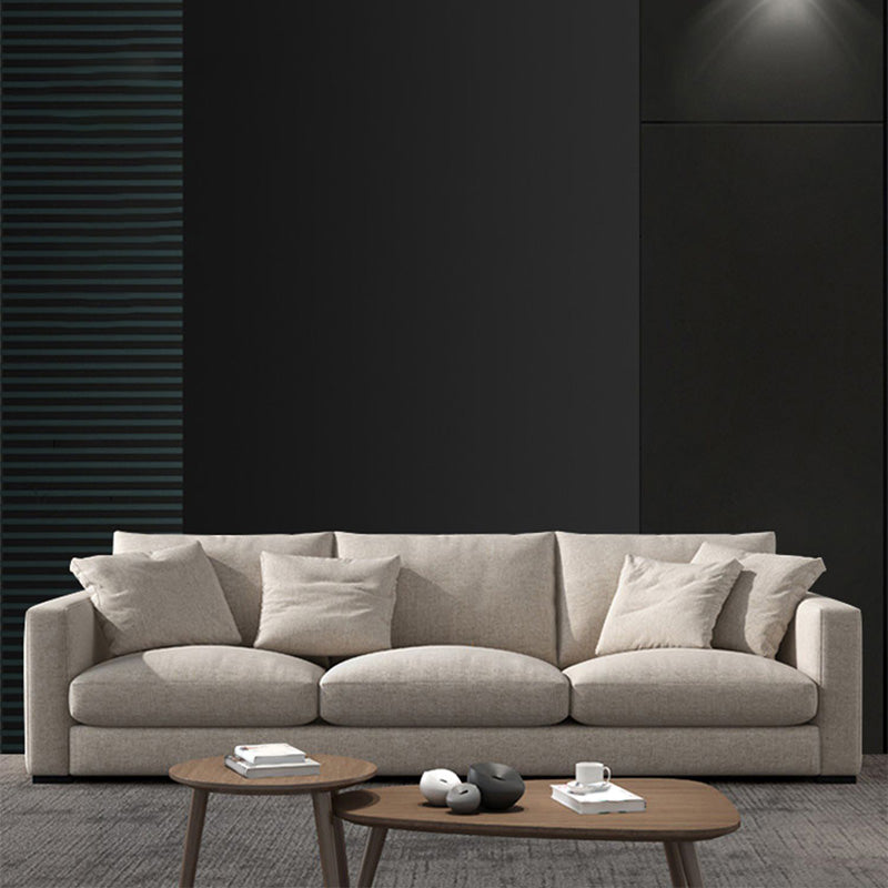 Square Armrest Latex/sponge Upholstery Filled Wood Base Off-white Rectangular Sofa 83"L x 35"W x 27"H Latex Clearhalo 'furn' 'furn_sofas' 'Furniture' 'furniture_sofas' 'kitchen' 'kitchen_sofas' 'Living Room Furniture' 'Sofa' 'sofas' 4671116