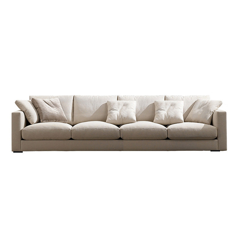 Square Armrest Latex/sponge Upholstery Filled Wood Base Off-white Rectangular Sofa 104"L x 35"W x 27"H Sponge Clearhalo 'furn' 'furn_sofas' 'Furniture' 'furniture_sofas' 'kitchen' 'kitchen_sofas' 'Living Room Furniture' 'Sofa' 'sofas' 4671117