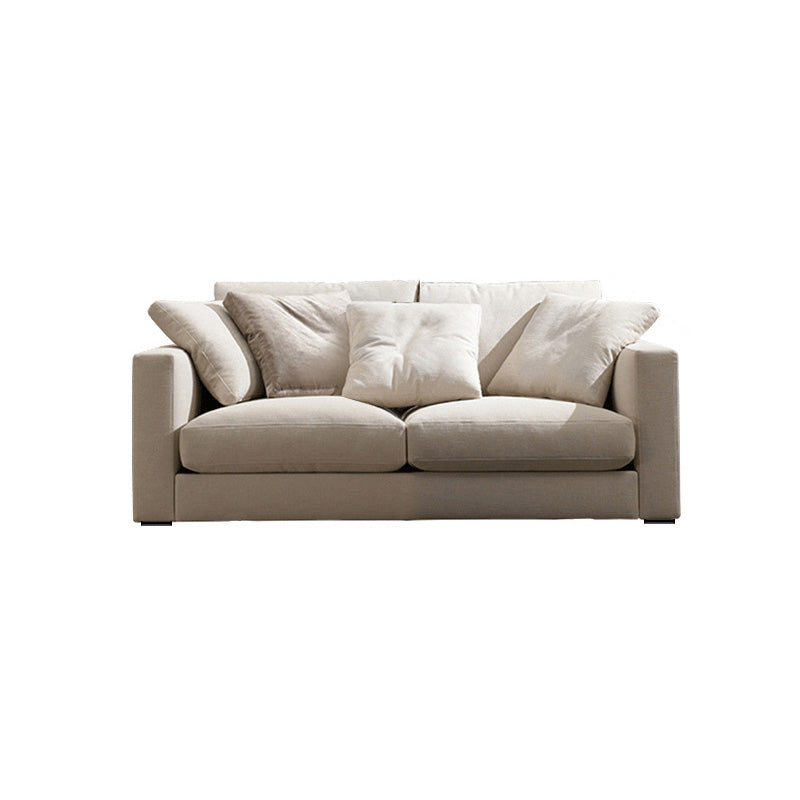 Square Armrest Latex/sponge Upholstery Filled Wood Base Off-white Rectangular Sofa 67"L x 35"W x 27"H Sponge Clearhalo 'furn' 'furn_sofas' 'Furniture' 'furniture_sofas' 'kitchen' 'kitchen_sofas' 'Living Room Furniture' 'Sofa' 'sofas' 4671118