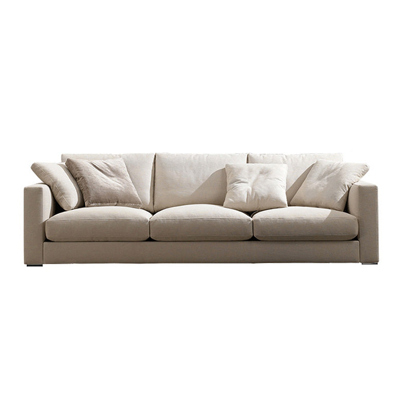 Square Armrest Latex/sponge Upholstery Filled Wood Base Off-white Rectangular Sofa 83"L x 35"W x 27"H Sponge Clearhalo 'furn' 'furn_sofas' 'Furniture' 'furniture_sofas' 'kitchen' 'kitchen_sofas' 'Living Room Furniture' 'Sofa' 'sofas' 4671119