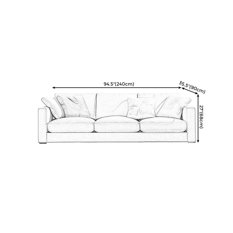 Square Armrest Latex/sponge Upholstery Filled Wood Base Off-white Rectangular Sofa Clearhalo 'furn' 'furn_sofas' 'Furniture' 'furniture_sofas' 'kitchen' 'kitchen_sofas' 'Living Room Furniture' 'Sofa' 'sofas' 4671125
