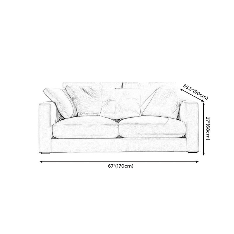 Square Armrest Latex/sponge Upholstery Filled Wood Base Off-white Rectangular Sofa Clearhalo 'furn' 'furn_sofas' 'Furniture' 'furniture_sofas' 'kitchen' 'kitchen_sofas' 'Living Room Furniture' 'Sofa' 'sofas' 4671126