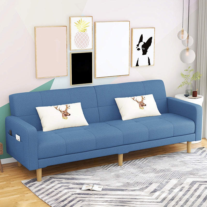 Contemporary Convertible Footrest Stool Sofa Bed with Storage and Square Arms Lake Blue Clearhalo 'furn' 'furn_sofas' 'Furniture' 'furniture_sofas' 'kitchen' 'kitchen_sofas' 'Living Room Furniture' 'Sofa' 'sofas' 4671136