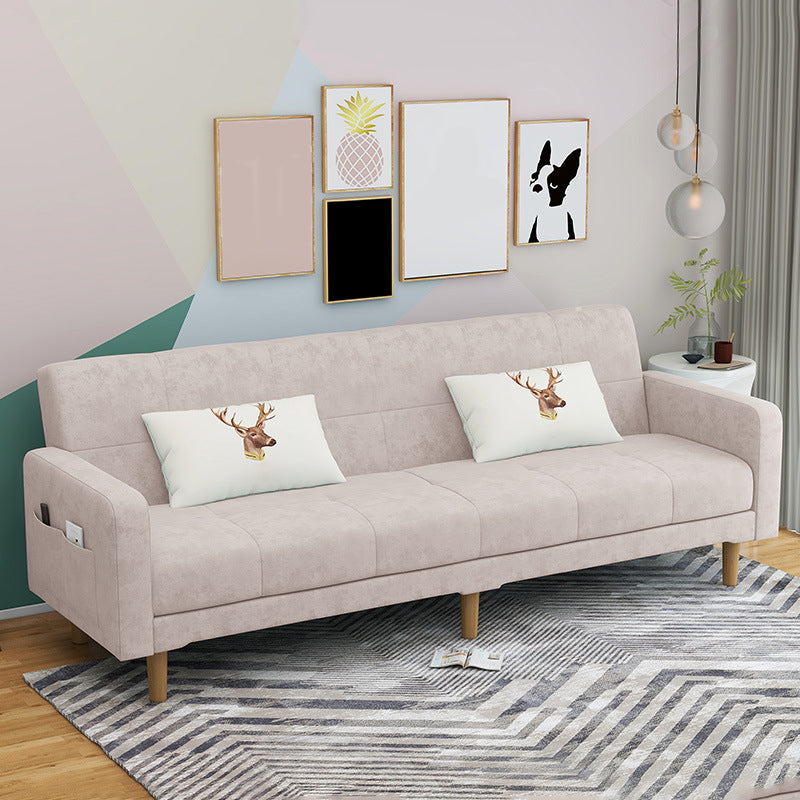 Contemporary Convertible Footrest Stool Sofa Bed with Storage and Square Arms Off-White Clearhalo 'furn' 'furn_sofas' 'Furniture' 'furniture_sofas' 'kitchen' 'kitchen_sofas' 'Living Room Furniture' 'Sofa' 'sofas' 4671139