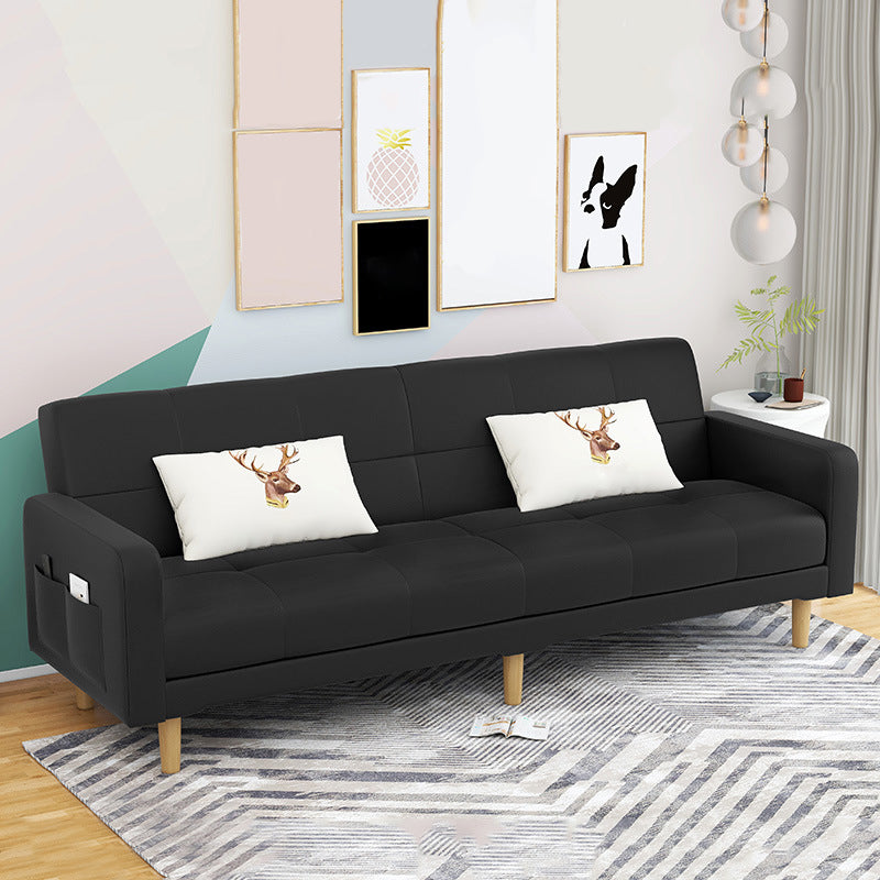 Contemporary Convertible Footrest Stool Sofa Bed with Storage and Square Arms Black Without Slipcover Clearhalo 'furn' 'furn_sofas' 'Furniture' 'furniture_sofas' 'kitchen' 'kitchen_sofas' 'Living Room Furniture' 'Sofa' 'sofas' 4671141