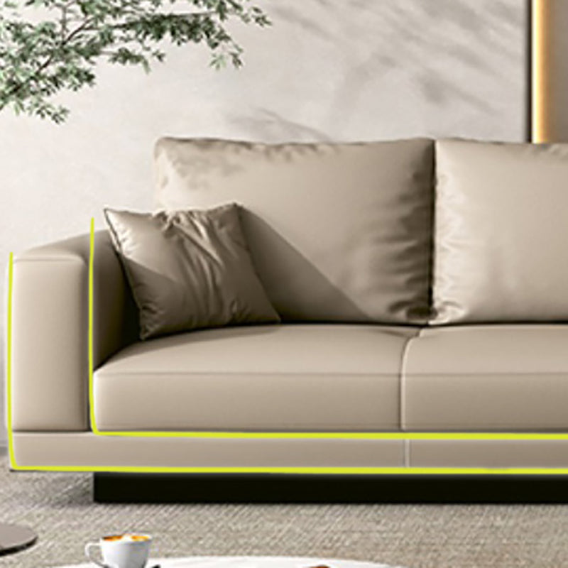 Contemporary Genuine Leather Square Arm Standard Sofa with Bolster Pillows Clearhalo 'furn' 'furn_sofas' 'Furniture' 'furniture_sofas' 'kitchen' 'kitchen_sofas' 'Living Room Furniture' 'Sofa' 'sofas' 4671161