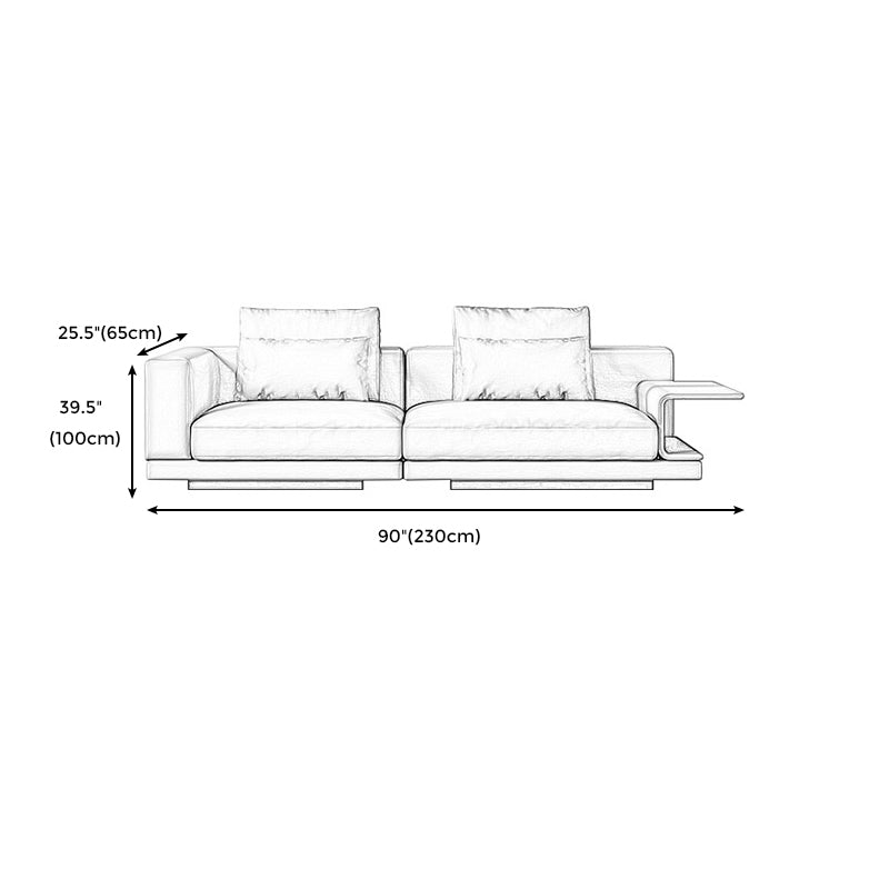 Contemporary Genuine Leather Square Arm Standard Sofa with Bolster Pillows Clearhalo 'furn' 'furn_sofas' 'Furniture' 'furniture_sofas' 'kitchen' 'kitchen_sofas' 'Living Room Furniture' 'Sofa' 'sofas' 4671164