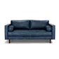 Faux Leather Modern Sofa 37.7"W Square Arm Sofa with 2 Pillows for Living Room Blue Clearhalo 'furn' 'furn_sofas' 'Furniture' 'furniture_sofas' 'kitchen' 'kitchen_sofas' 'Living Room Furniture' 'Sofa' 'sofas' 4671178
