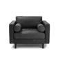 Faux Leather Modern Sofa 37.7"W Square Arm Sofa with 2 Pillows for Living Room Clearhalo 'furn' 'furn_sofas' 'Furniture' 'furniture_sofas' 'kitchen' 'kitchen_sofas' 'Living Room Furniture' 'Sofa' 'sofas' 4671183