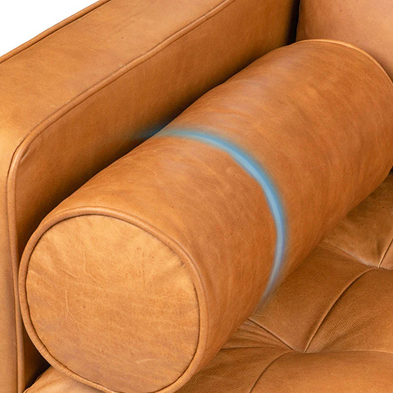 Faux Leather Modern Sofa 37.7"W Square Arm Sofa with 2 Pillows for Living Room Clearhalo 'furn' 'furn_sofas' 'Furniture' 'furniture_sofas' 'kitchen' 'kitchen_sofas' 'Living Room Furniture' 'Sofa' 'sofas' 4671187