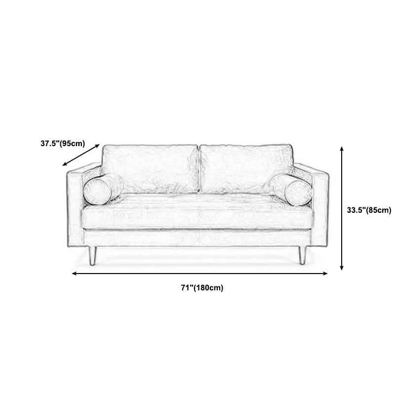 Faux Leather Modern Sofa 37.7"W Square Arm Sofa with 2 Pillows for Living Room Clearhalo 'furn' 'furn_sofas' 'Furniture' 'furniture_sofas' 'kitchen' 'kitchen_sofas' 'Living Room Furniture' 'Sofa' 'sofas' 4671190