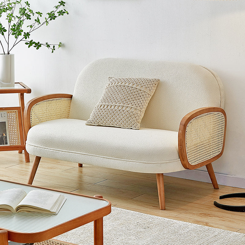 31.49" H Square Arm Solid Color Fleece Wooden Rattan Sofa for Apartment Clearhalo 'furn' 'furn_sofas' 'Furniture' 'furniture_sofas' 'kitchen' 'kitchen_sofas' 'Living Room Furniture' 'Sofa' 'sofas' 4673064