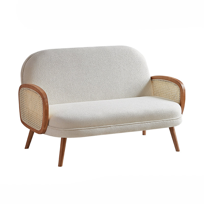 31.49" H Square Arm Solid Color Fleece Wooden Rattan Sofa for Apartment 50"L x 31.5"W x 31.5"H White Clearhalo 'furn' 'furn_sofas' 'Furniture' 'furniture_sofas' 'kitchen' 'kitchen_sofas' 'Living Room Furniture' 'Sofa' 'sofas' 4673072