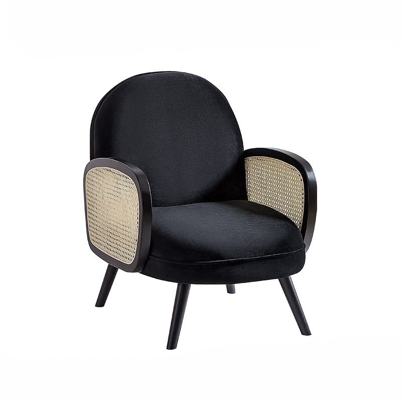 31.49" H Square Arm Solid Color Fleece Wooden Rattan Sofa for Apartment 24"L x 31.5"W x 31.5"H Black Clearhalo 'furn' 'furn_sofas' 'Furniture' 'furniture_sofas' 'kitchen' 'kitchen_sofas' 'Living Room Furniture' 'Sofa' 'sofas' 4673075