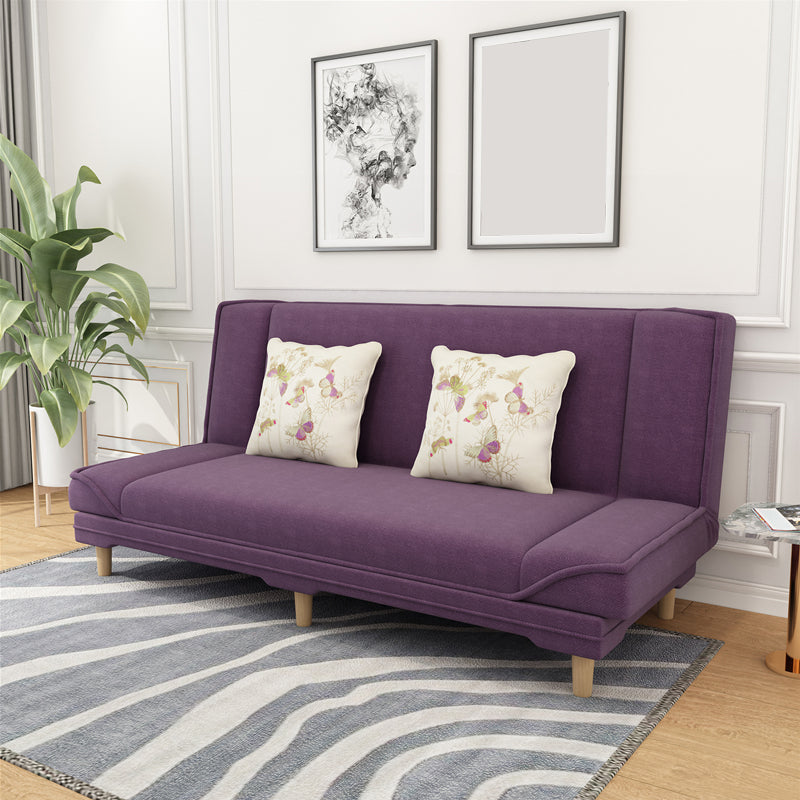 Modern Armless Settee with Cotton Blend 27.55" W Convertible Sleeper Sofa for Living Room Purple Clearhalo 'furn' 'furn_sofas' 'Furniture' 'furniture_sofas' 'kitchen' 'kitchen_sofas' 'Living Room Furniture' 'Sofa' 'sofas' 4673088