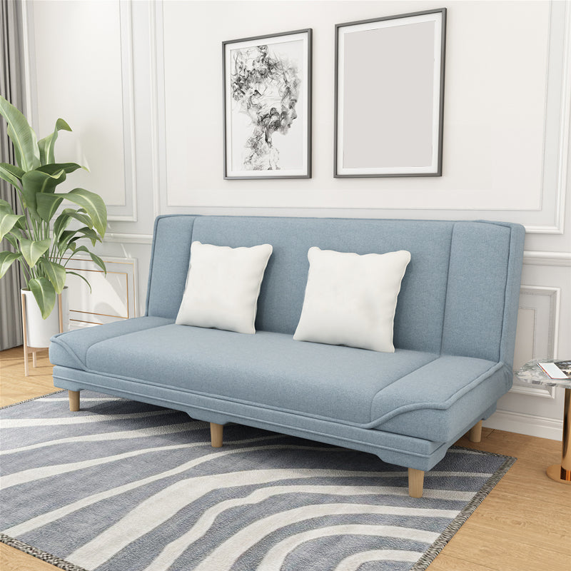 Modern Armless Settee with Cotton Blend 27.55" W Convertible Sleeper Sofa for Living Room Ocean Blue Clearhalo 'furn' 'furn_sofas' 'Furniture' 'furniture_sofas' 'kitchen' 'kitchen_sofas' 'Living Room Furniture' 'Sofa' 'sofas' 4673089
