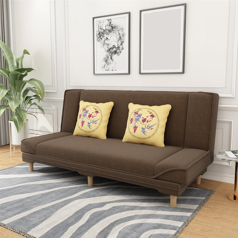 Modern Armless Settee with Cotton Blend 27.55" W Convertible Sleeper Sofa for Living Room Dark Coffee Clearhalo 'furn' 'furn_sofas' 'Furniture' 'furniture_sofas' 'kitchen' 'kitchen_sofas' 'Living Room Furniture' 'Sofa' 'sofas' 4673093