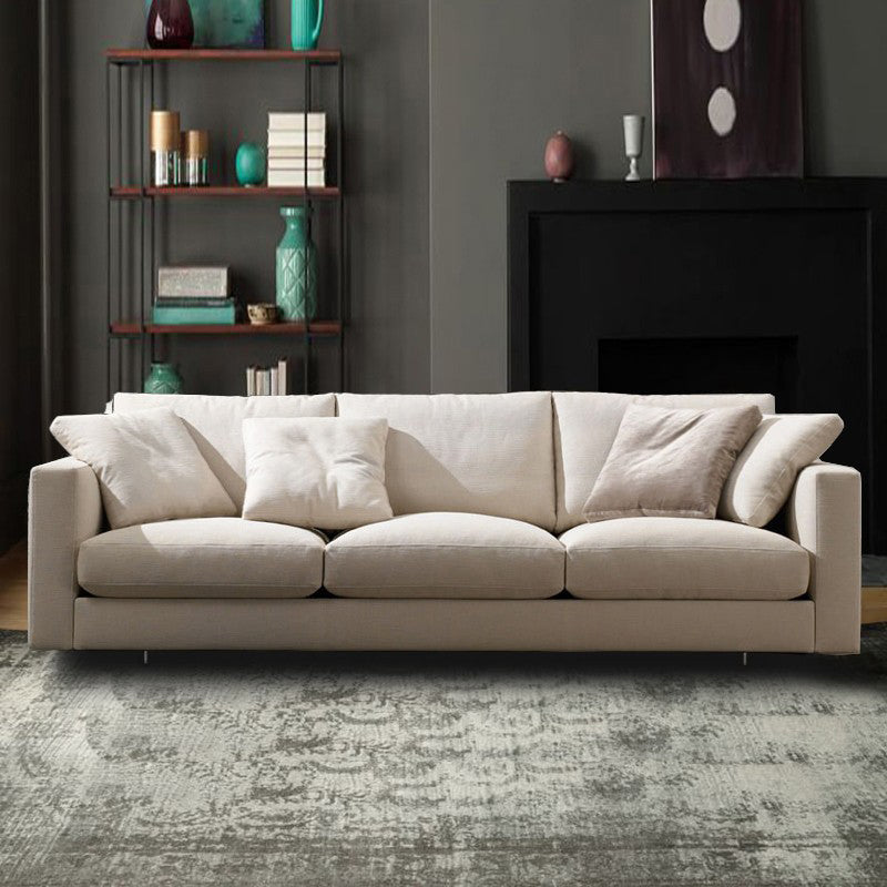 Modern Style Square Armrest with High Rebound Sponge Seat Filling Beige Sofa Clearhalo 'furn' 'furn_sofas' 'Furniture' 'furniture_sofas' 'kitchen' 'kitchen_sofas' 'Living Room Furniture' 'Sofa' 'sofas' 4673106