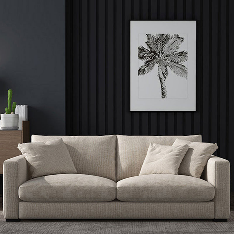 Modern Style Square Armrest with High Rebound Sponge Seat Filling Beige Sofa 67"L x 35"W x 27"H Clearhalo 'furn' 'furn_sofas' 'Furniture' 'furniture_sofas' 'kitchen' 'kitchen_sofas' 'Living Room Furniture' 'Sofa' 'sofas' 4673107