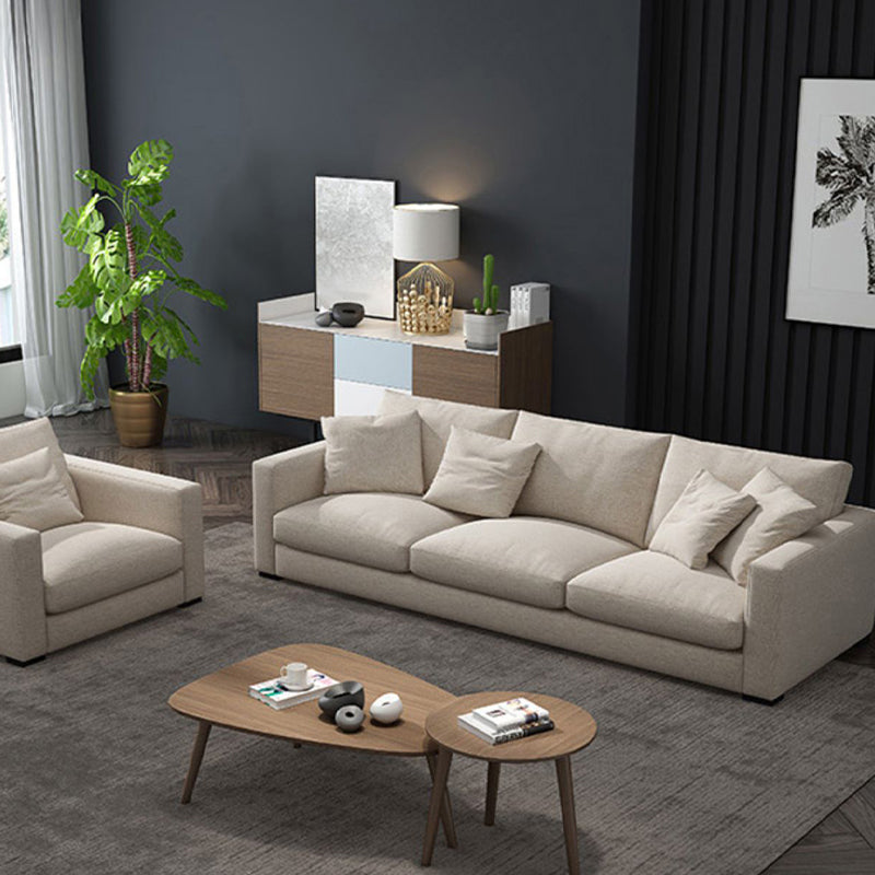 Modern Style Square Armrest with High Rebound Sponge Seat Filling Beige Sofa Clearhalo 'furn' 'furn_sofas' 'Furniture' 'furniture_sofas' 'kitchen' 'kitchen_sofas' 'Living Room Furniture' 'Sofa' 'sofas' 4673110