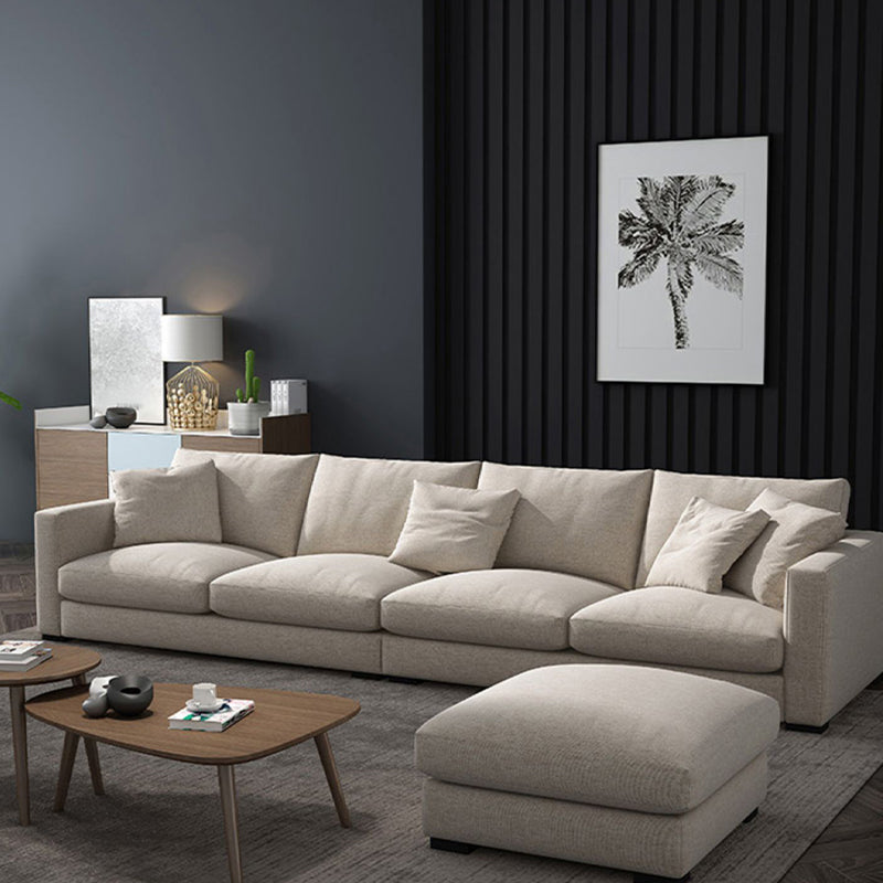 Modern Style Square Armrest with High Rebound Sponge Seat Filling Beige Sofa Clearhalo 'furn' 'furn_sofas' 'Furniture' 'furniture_sofas' 'kitchen' 'kitchen_sofas' 'Living Room Furniture' 'Sofa' 'sofas' 4673111