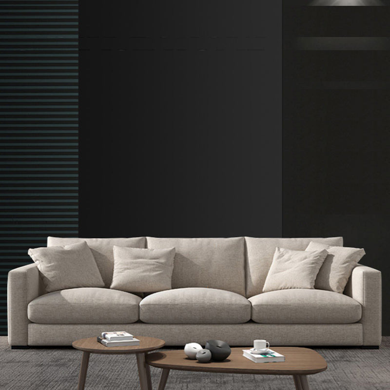 Modern Style Square Armrest with High Rebound Sponge Seat Filling Beige Sofa 83"L x 35"W x 27"H Clearhalo 'furn' 'furn_sofas' 'Furniture' 'furniture_sofas' 'kitchen' 'kitchen_sofas' 'Living Room Furniture' 'Sofa' 'sofas' 4673112