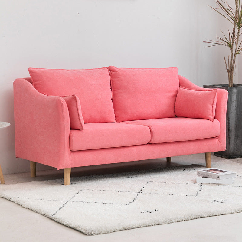 Modern Velvet 2-seat Loveseat with Pillow Top Arm for Apartment 31.5"H Pinkish Red Clearhalo 'furn' 'furn_sofas' 'Furniture' 'furniture_sofas' 'kitchen' 'kitchen_sofas' 'Living Room Furniture' 'Sofa' 'sofas' 4673226