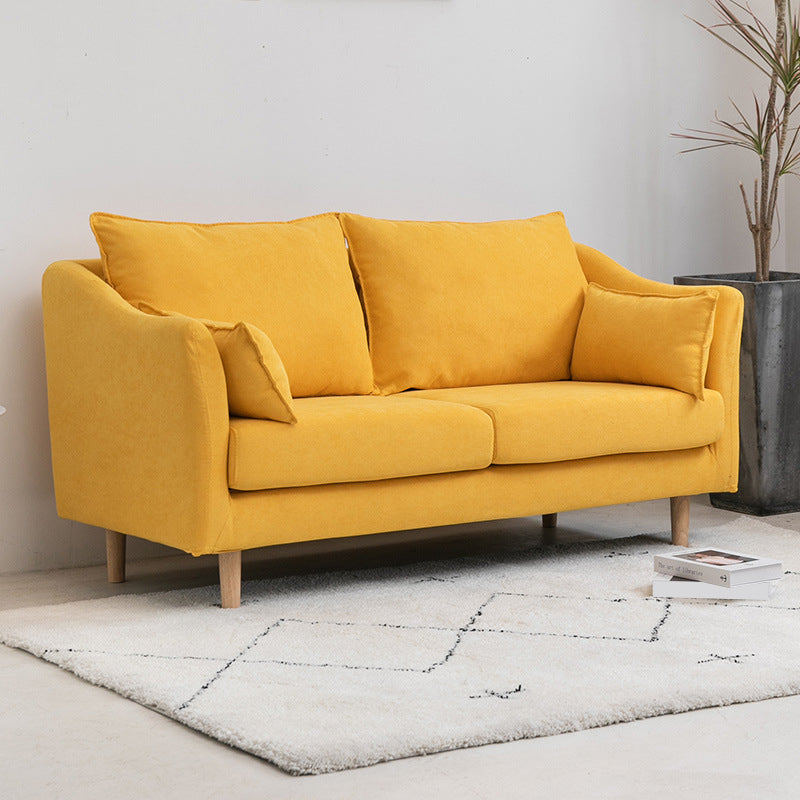 Modern Velvet 2-seat Loveseat with Pillow Top Arm for Apartment 31.5"H Yellow Clearhalo 'furn' 'furn_sofas' 'Furniture' 'furniture_sofas' 'kitchen' 'kitchen_sofas' 'Living Room Furniture' 'Sofa' 'sofas' 4673229