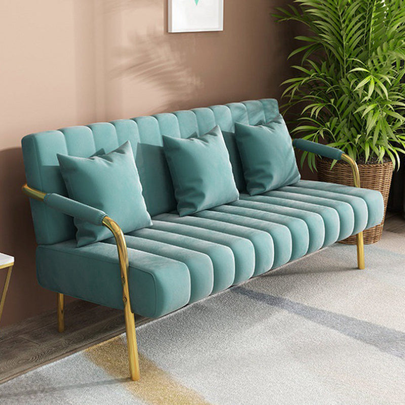 Sofa with 3 Pillows 3 Seater Hair Pin Legs Seating with Metal for Bonus Room Navy Clearhalo 'Furniture' 'furniture_sofas' 'kitchen' 'kitchen_sofas' 'Living Room Furniture' 'Sofa' 'sofas' 4673296
