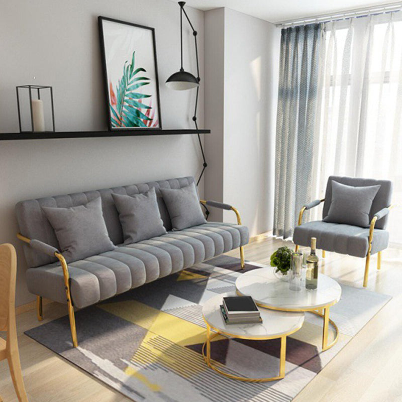 Sofa with 3 Pillows 3 Seater Hair Pin Legs Seating with Metal for Bonus Room Clearhalo 'Furniture' 'furniture_sofas' 'kitchen' 'kitchen_sofas' 'Living Room Furniture' 'Sofa' 'sofas' 4673297