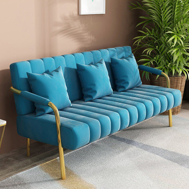 Sofa with 3 Pillows 3 Seater Hair Pin Legs Seating with Metal for Bonus Room Sky Blue Clearhalo 'Furniture' 'furniture_sofas' 'kitchen' 'kitchen_sofas' 'Living Room Furniture' 'Sofa' 'sofas' 4673298