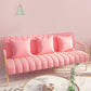 Sofa with 3 Pillows 3 Seater Hair Pin Legs Seating with Metal for Bonus Room Pink 27.5"H x 67"L x 24"W Clearhalo 'Furniture' 'furniture_sofas' 'kitchen' 'kitchen_sofas' 'Living Room Furniture' 'Sofa' 'sofas' 4673302