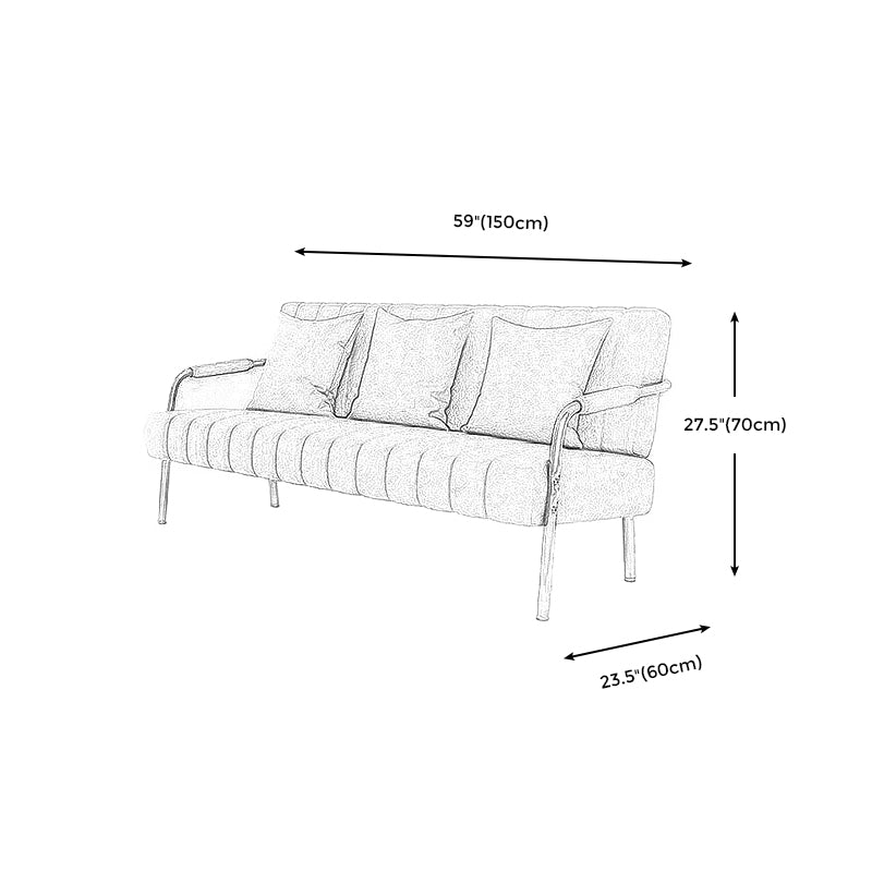 Sofa with 3 Pillows 3 Seater Hair Pin Legs Seating with Metal for Bonus Room Clearhalo 'Furniture' 'furniture_sofas' 'kitchen' 'kitchen_sofas' 'Living Room Furniture' 'Sofa' 'sofas' 4673309