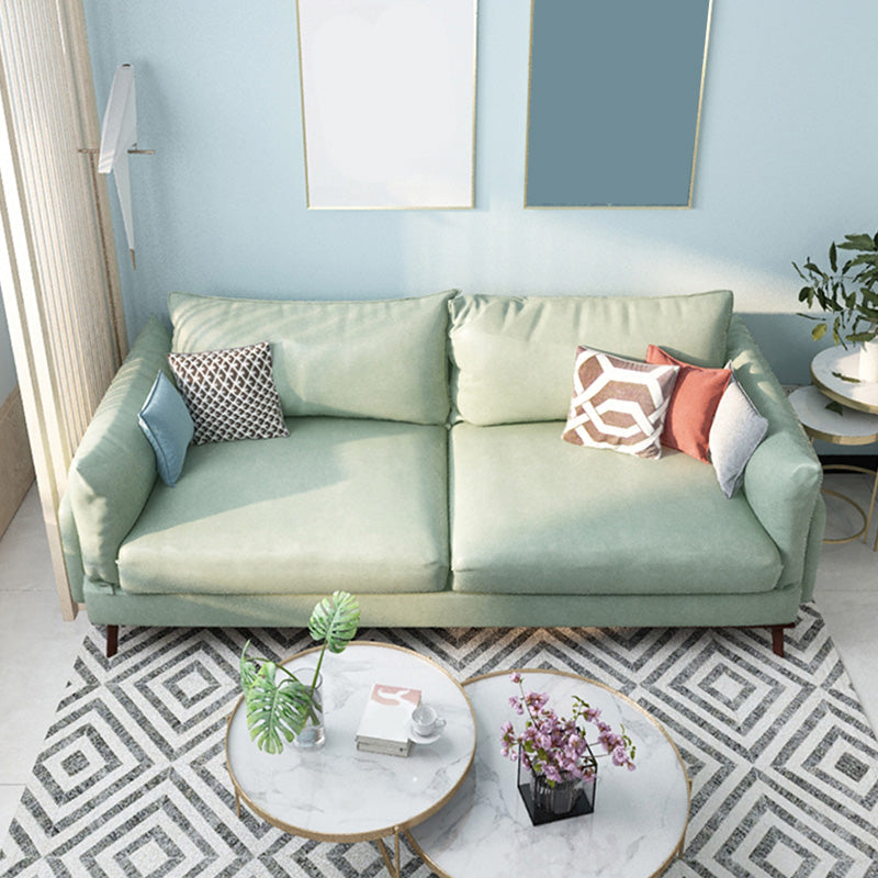 Pillow Top Arm Sofa 29.53" D x 27.56" H 3 -Seat Cushions Wooden Seating Mint Green Clearhalo 'furn' 'furn_sofas' 'Furniture' 'furniture_sofas' 'kitchen' 'kitchen_sofas' 'Living Room Furniture' 'Sofa' 'sofas' 4673311