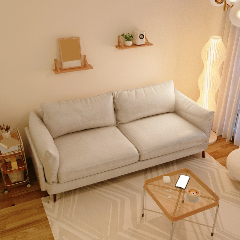 Pillow Top Arm Sofa 29.53" D x 27.56" H 3 -Seat Cushions Wooden Seating 69"L x 29.5"W x 27.5"H Off-White Clearhalo 'furn' 'furn_sofas' 'Furniture' 'furniture_sofas' 'kitchen' 'kitchen_sofas' 'Living Room Furniture' 'Sofa' 'sofas' 4673312