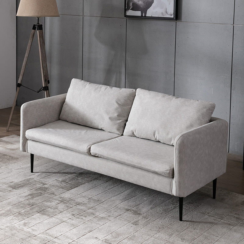 Faux Leather Cushions Sofa 61.02"/66.93" Wide Square Arm Loveseat Light Gray Clearhalo 'furn' 'furn_sofas' 'Furniture' 'furniture_sofas' 'kitchen' 'kitchen_sofas' 'Living Room Furniture' 'Sofa' 'sofas' 4673351
