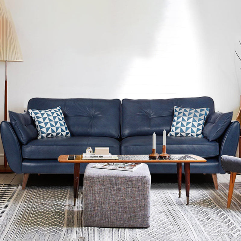 Modern Leather 4 Wood Legs Sofa Tufted Fabric Sofa for Living Room Clearhalo 'furn' 'furn_sofas' 'Furniture' 'furniture_sofas' 'kitchen' 'kitchen_sofas' 'Living Room Furniture' 'Sofa' 'sofas' 4673364