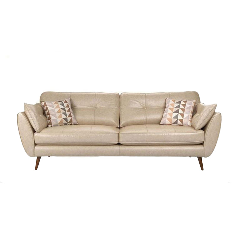 Modern Leather 4 Wood Legs Sofa Tufted Fabric Sofa for Living Room Beige Clearhalo 'furn' 'furn_sofas' 'Furniture' 'furniture_sofas' 'kitchen' 'kitchen_sofas' 'Living Room Furniture' 'Sofa' 'sofas' 4673368