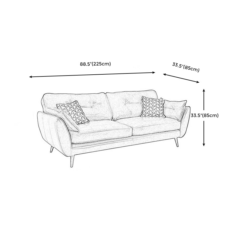Modern Leather 4 Wood Legs Sofa Tufted Fabric Sofa for Living Room Clearhalo 'furn' 'furn_sofas' 'Furniture' 'furniture_sofas' 'kitchen' 'kitchen_sofas' 'Living Room Furniture' 'Sofa' 'sofas' 4673375