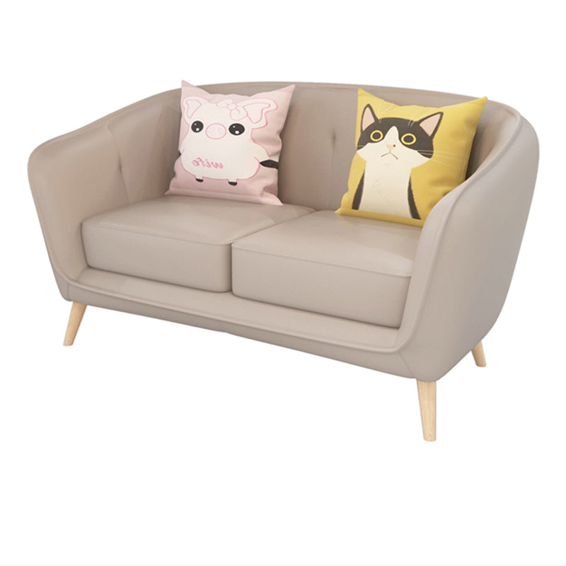 28.74"H Faux Leather Solid Color with Slope Arm for Bedroom Apartment 51"L x 26"W x 29"H Light Gray Clearhalo 'furn' 'furn_sofas' 'Furniture' 'furniture_sofas' 'kitchen' 'kitchen_sofas' 'Living Room Furniture' 'Sofa' 'sofas' 4673382