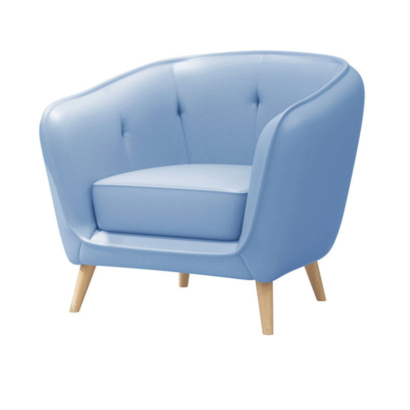 28.74"H Faux Leather Solid Color with Slope Arm for Bedroom Apartment 29.5"L x 26"W x 29"H Light Blue Clearhalo 'furn' 'furn_sofas' 'Furniture' 'furniture_sofas' 'kitchen' 'kitchen_sofas' 'Living Room Furniture' 'Sofa' 'sofas' 4673384