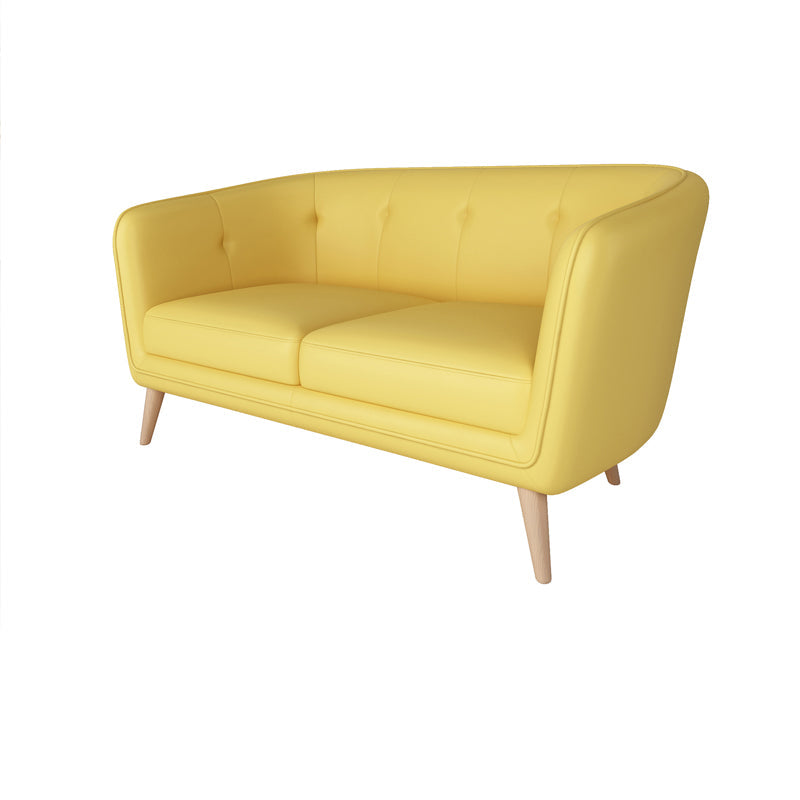 28.74"H Faux Leather Solid Color with Slope Arm for Bedroom Apartment 51"L x 26"W x 29"H Yellow Clearhalo 'furn' 'furn_sofas' 'Furniture' 'furniture_sofas' 'kitchen' 'kitchen_sofas' 'Living Room Furniture' 'Sofa' 'sofas' 4673387