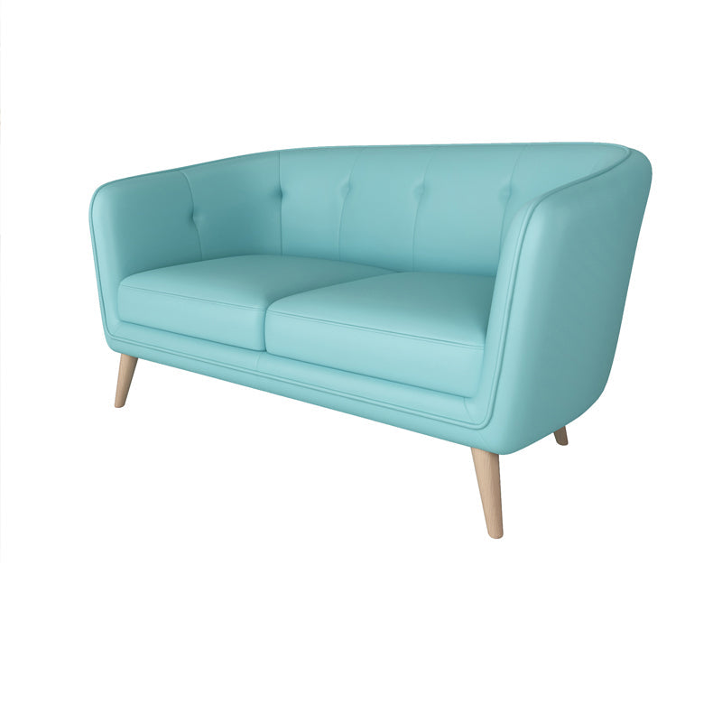 28.74"H Faux Leather Solid Color with Slope Arm for Bedroom Apartment 51"L x 26"W x 29"H Lake Blue Clearhalo 'furn' 'furn_sofas' 'Furniture' 'furniture_sofas' 'kitchen' 'kitchen_sofas' 'Living Room Furniture' 'Sofa' 'sofas' 4673388