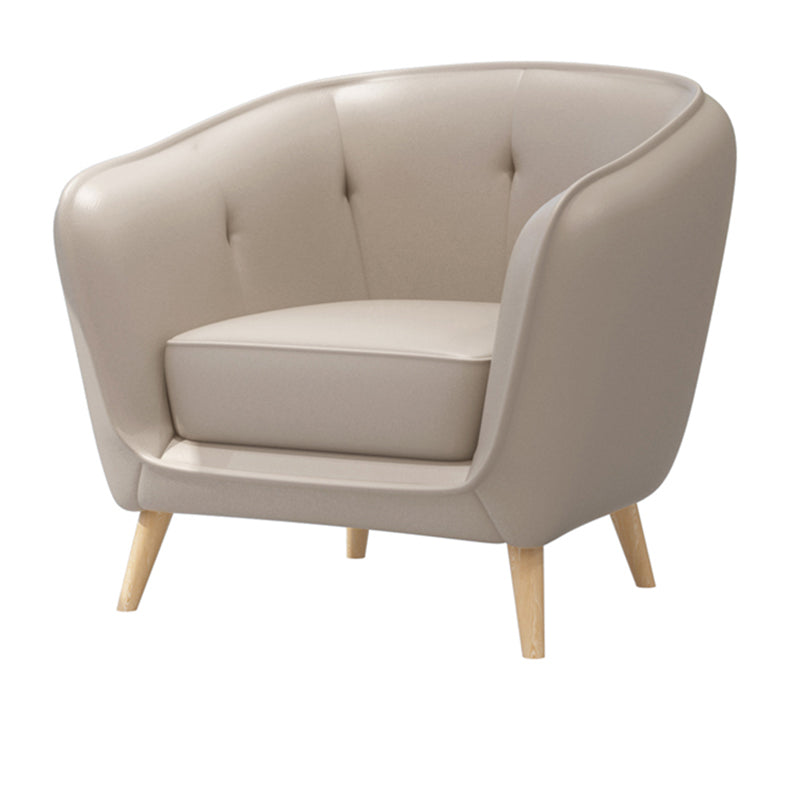 28.74"H Faux Leather Solid Color with Slope Arm for Bedroom Apartment 29.5"L x 26"W x 29"H Light Gray Clearhalo 'furn' 'furn_sofas' 'Furniture' 'furniture_sofas' 'kitchen' 'kitchen_sofas' 'Living Room Furniture' 'Sofa' 'sofas' 4673389