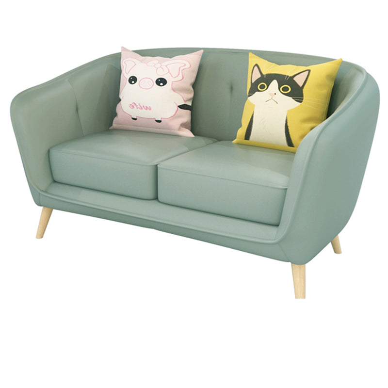 28.74"H Faux Leather Solid Color with Slope Arm for Bedroom Apartment 51"L x 26"W x 29"H Light Green Clearhalo 'furn' 'furn_sofas' 'Furniture' 'furniture_sofas' 'kitchen' 'kitchen_sofas' 'Living Room Furniture' 'Sofa' 'sofas' 4673391
